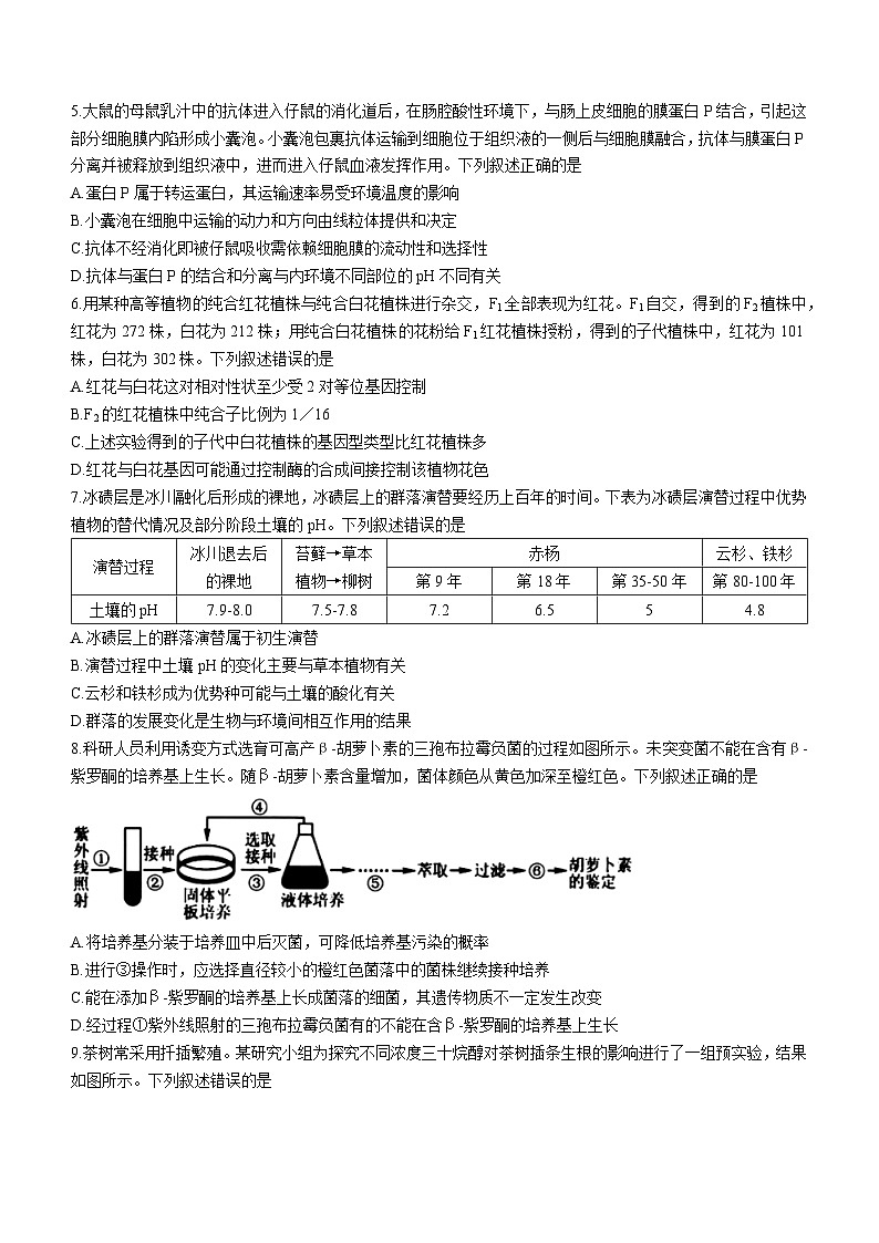 2024宁波十校联盟高三下学期3月联考试题（二模）生物含答案02