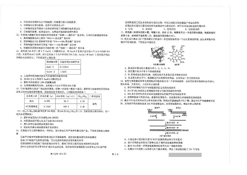 江苏省南通市海安高级中学2023-2024学年高二下学期第一次月考生物试题02