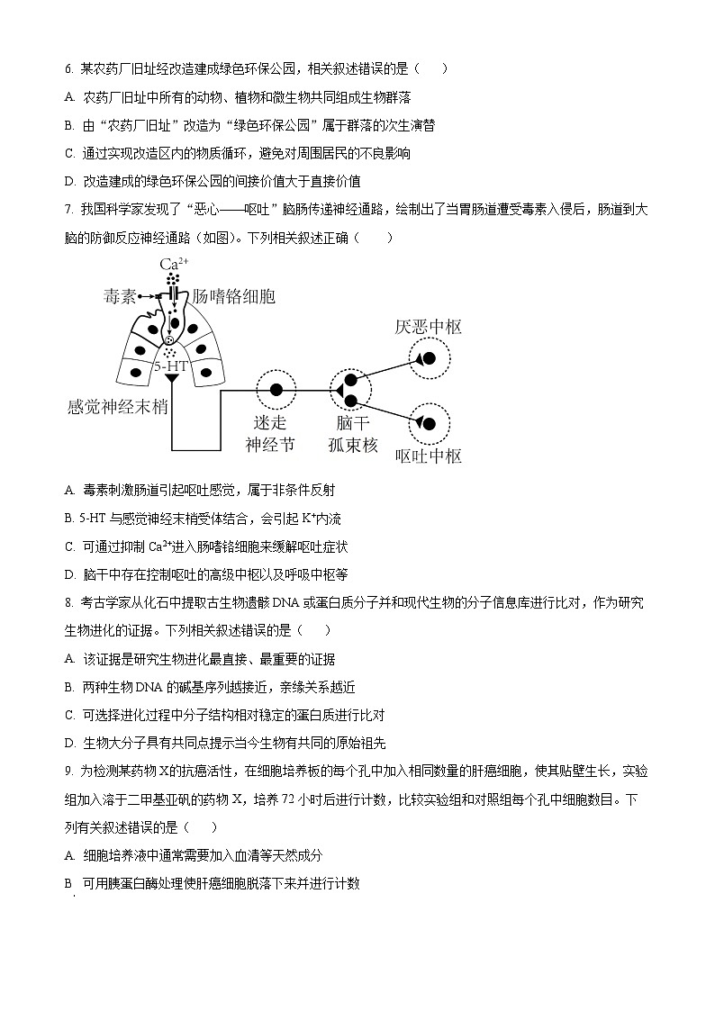 辽宁省葫芦岛市2024届高三下学期3月一模生物试卷（Word版附解析）02