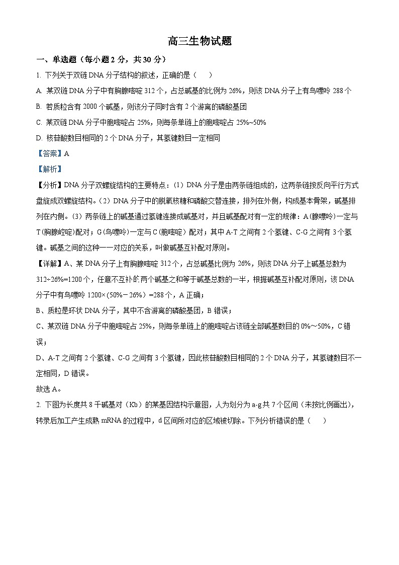山东省菏泽市鄄城县第一中学2024届高三上学期10月月考 生物答案第1页