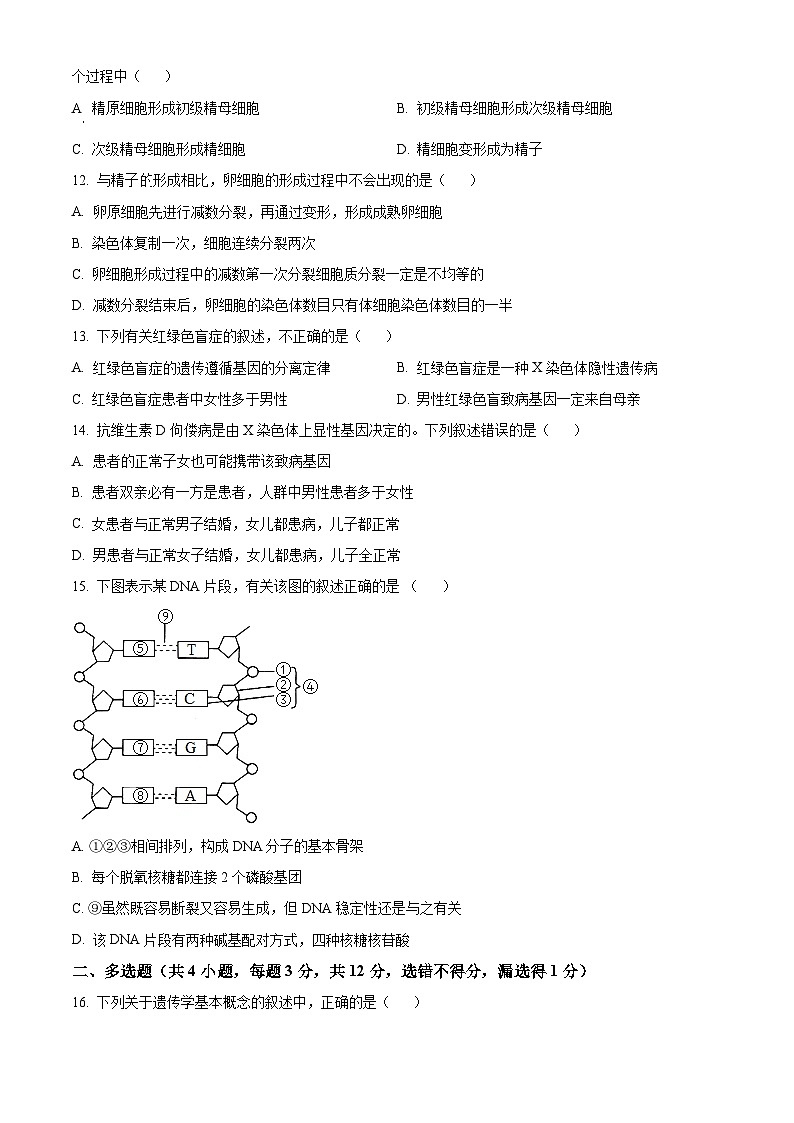 江苏省无锡市江阴市两校联考2023-2024学年高一下学期3月月考生物试题（原卷版+解析版）03