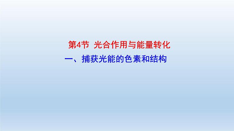 高中生物人教版必修1精品课件5-4-1捕获光能的色素和结构第1页