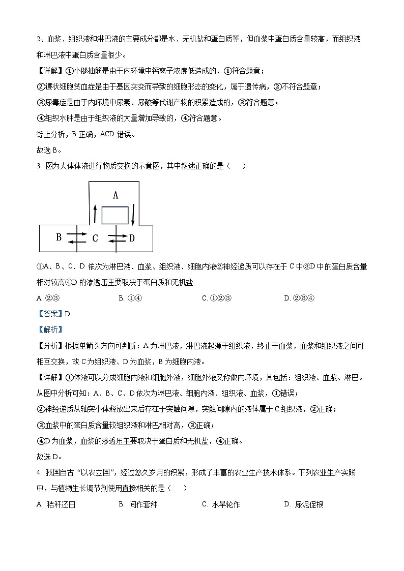 四川省内江市第六中学2023-2024学年高二下学期入学考试生物试卷（Word版附解析）02