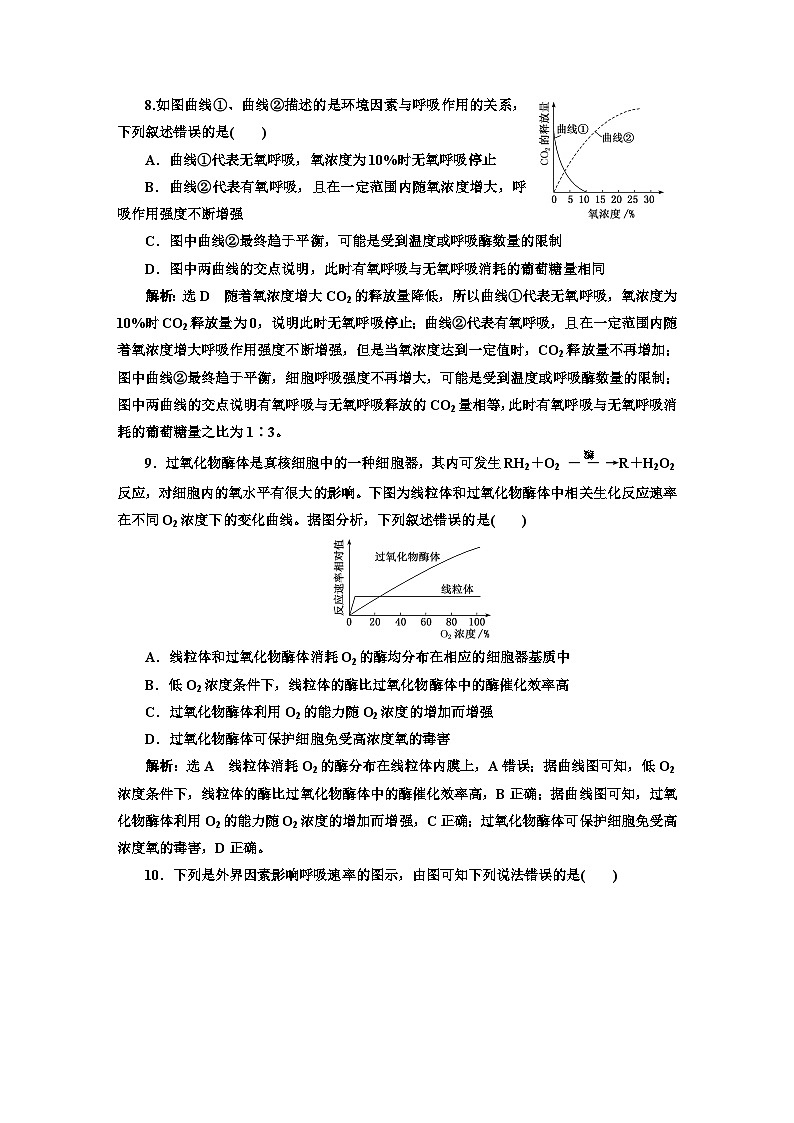 人教版高中生物必修1课时跟踪检测（二十）无氧呼吸与细胞呼吸原理的应用含答案03