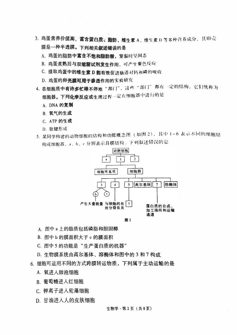 贵州省贵阳2023_2024高三生物试上学期高考适应性月考试题一pdf02