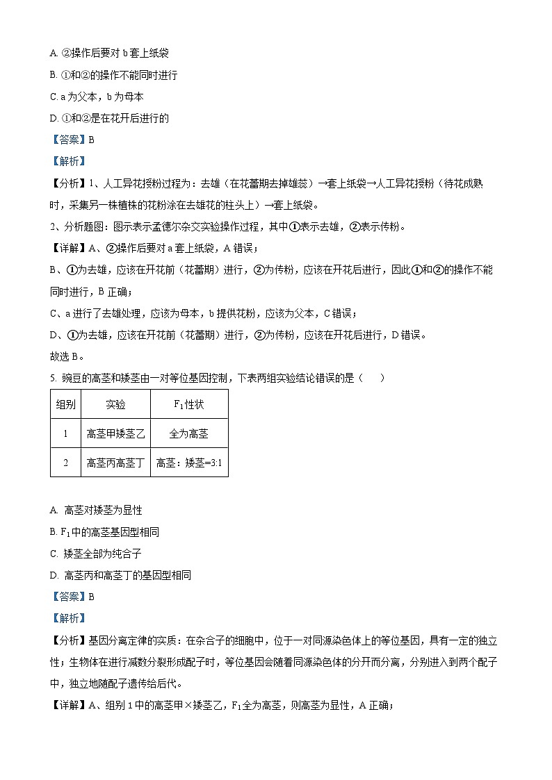 精品解析：云南省昆明市禄劝彝族苗族自治县第一中学2023-2024学年高一下学期3月月考生物试题（解析版）第3页