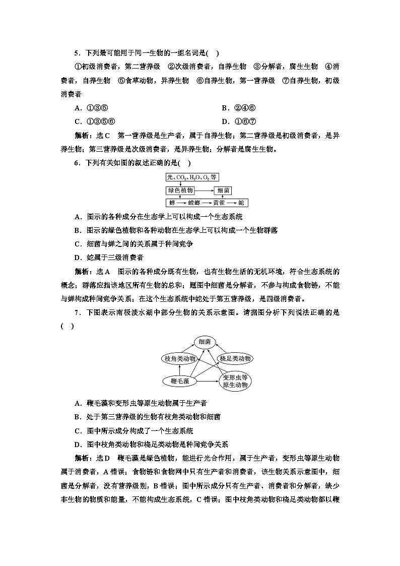 人教版高中生物选择性必修2课时跟踪检测(七)生态系统的结构含答案02