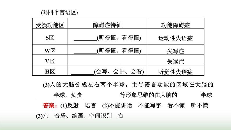 人教版高中生物选择性必修1第2章神经调节第5节人脑的高级功能课件07