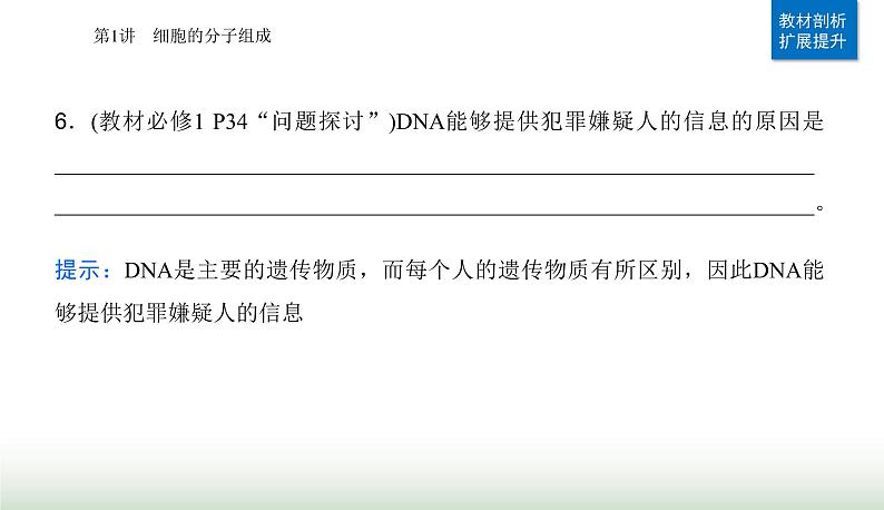 2024届高考生物二轮复习第1讲细胞的分子组成课件第7页