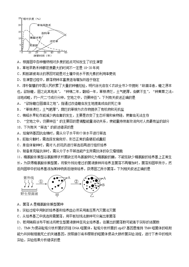 2024届湖南省常德市高三模拟考试生物试题第3页
