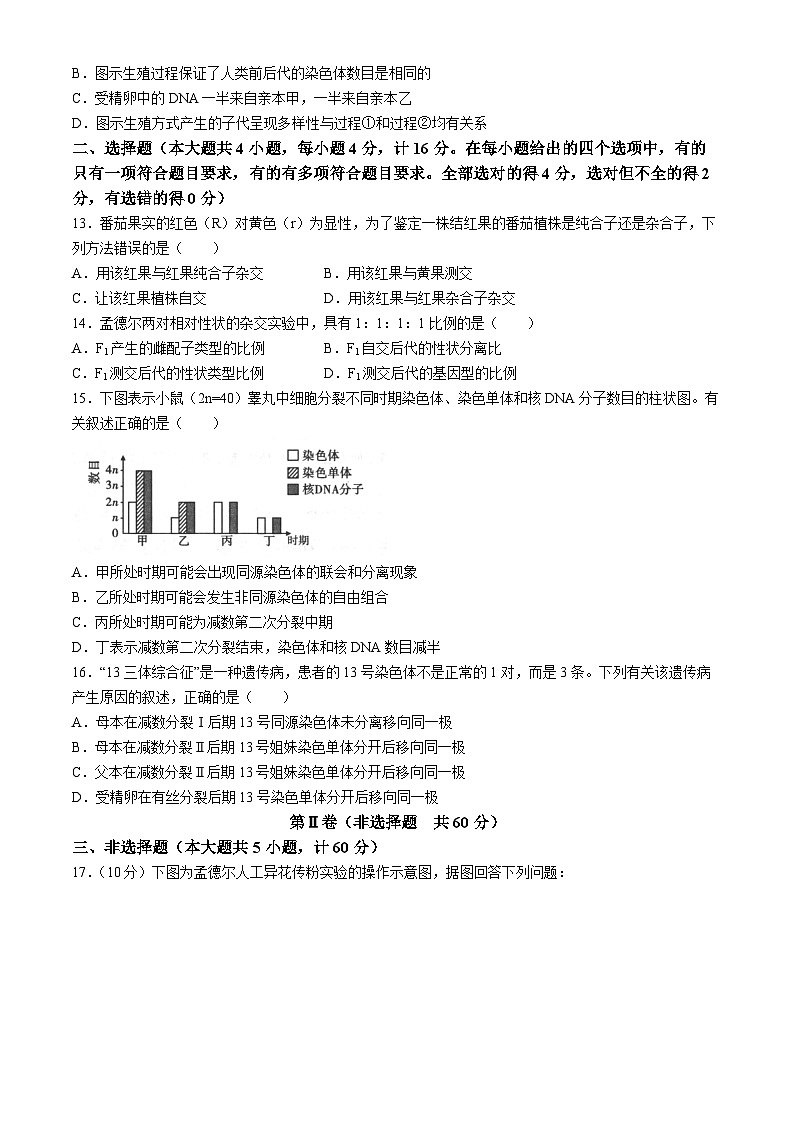 陕西省2023-2024学年高一下学期3月月考生物试题第3页