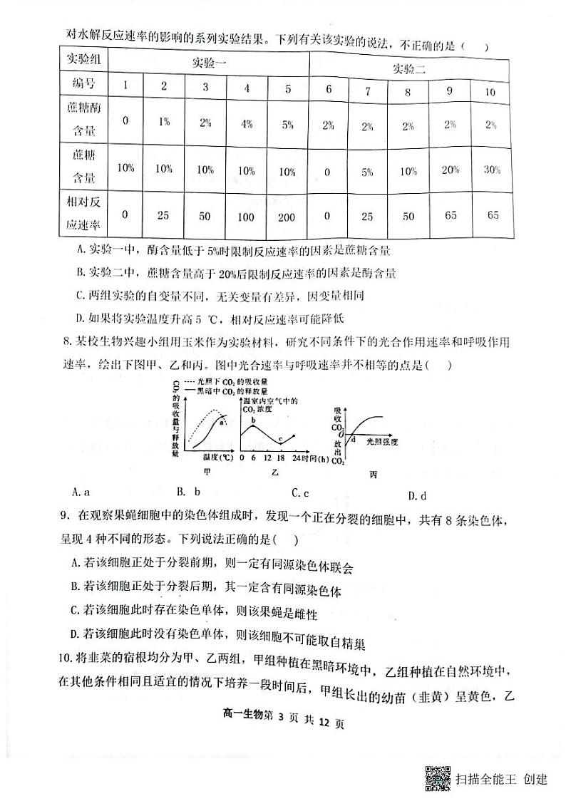 2024大同一中高一下学期3月月考试题生物PDF版含答案第3页