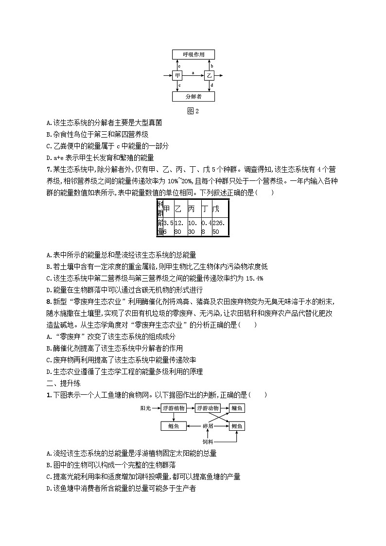2025届高考生物一轮复习专项练习课时规范练34生态系统的结构及其能量流动02