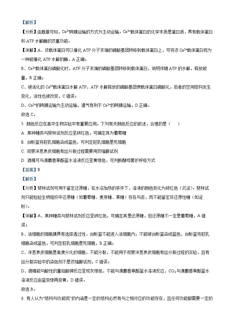 安徽省芜湖市安徽师范大学附属中学2023-2024学年高一下学期3月月考生物试卷（Word版附解析）03