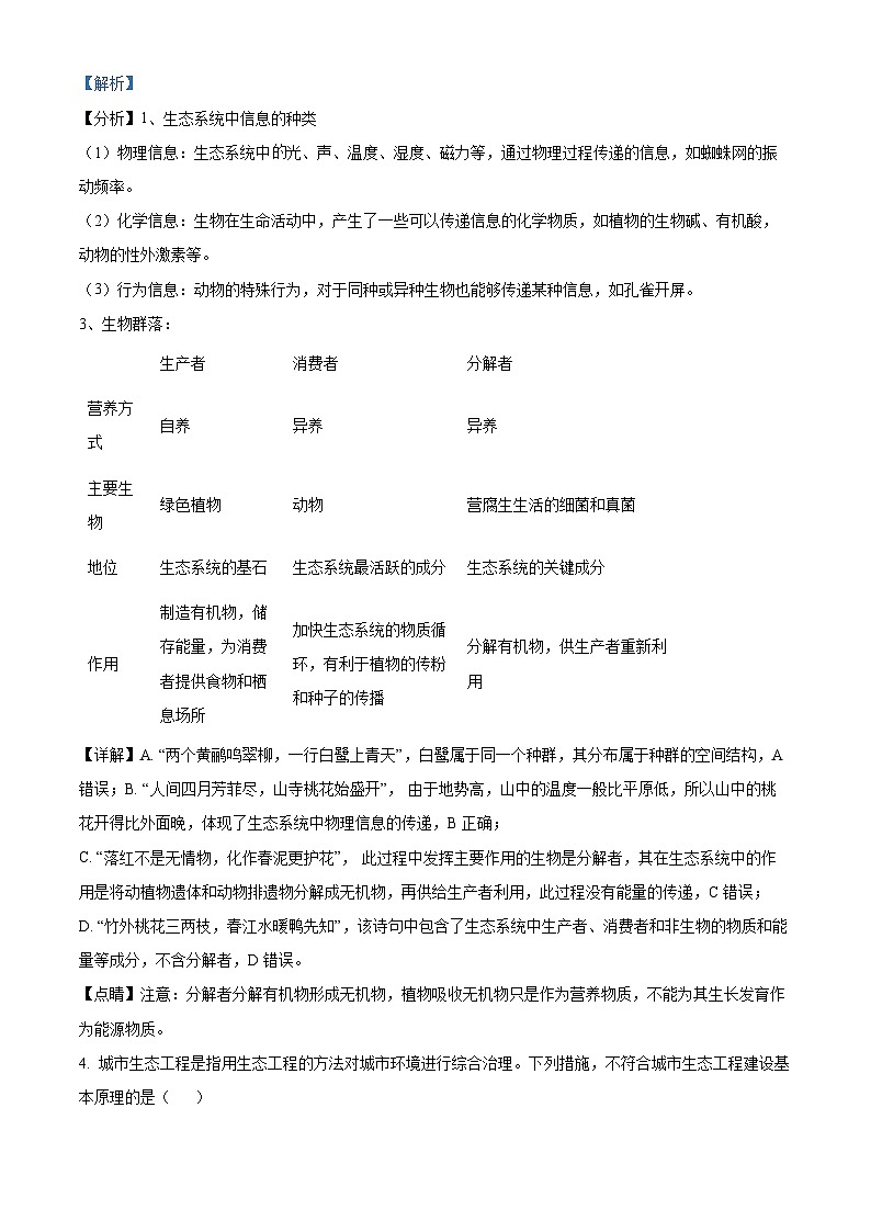 江西省九江市武宁尚美中学2023-2024学年高二下学期3月阶段性测试生物试题（原卷版+解析版）03