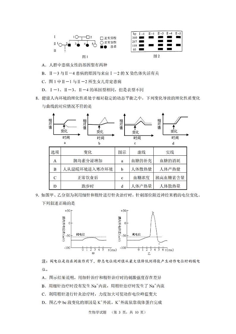 2024届湖南省长沙市长郡中学高三高考适应性考试（二）生物试题03