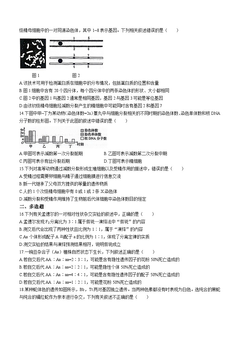 河北省沧州市泊头市第一中学2023-2024学年高一下学期3月月考生物试题(无答案)第3页