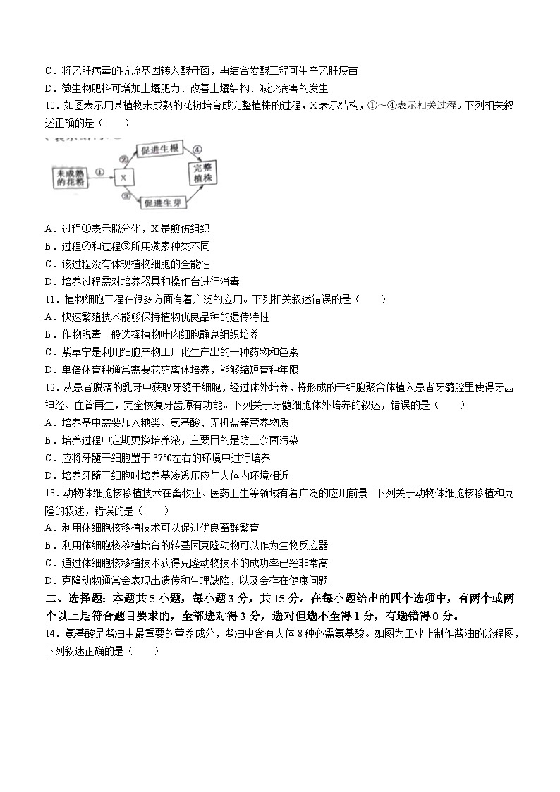 河北省石家庄市赵县七县联考2023-2024学年高二下学期3月月考生物试题(无答案)03
