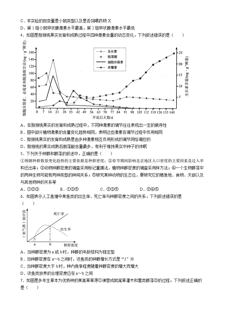 河南省青桐鸣联考2023-2024学年高二下学期3月月考生物试题第2页