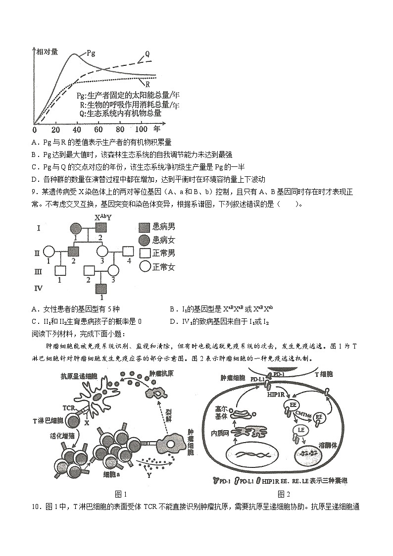 天津市和平区2024届高三下学期一模生物试卷（Word版附答案）03
