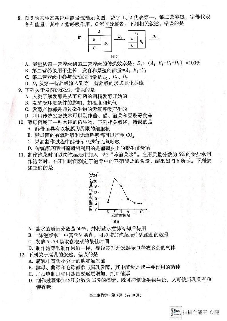 云南师范大学附属中学2023-2024学年高二下学期3月月考生物试题（PDF版附解析）第3页