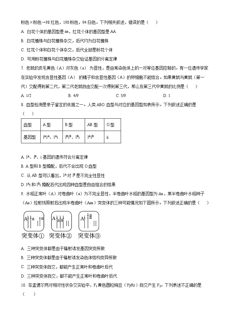 福建省泉州市德化县第二中学2023-2024学年高一下学期3月月考生物试题（原卷版+解析版）03