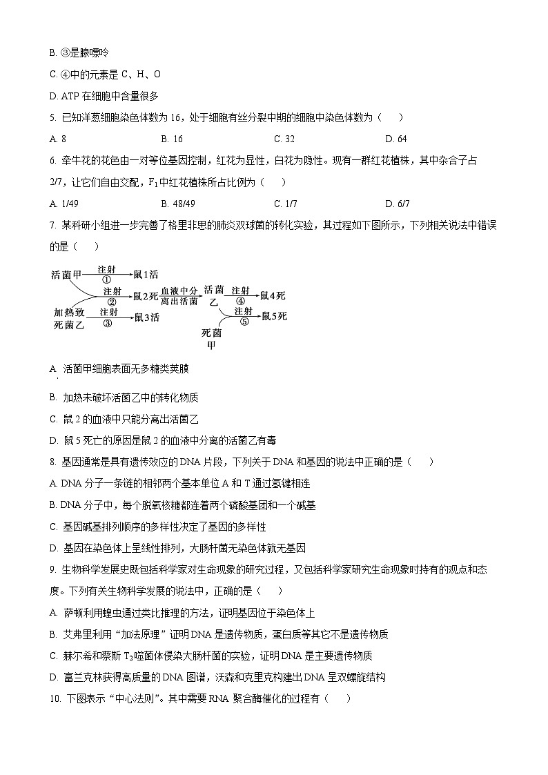 江苏省南通市2023-2024学年高一下学期3月月考生物试题（原卷版+解析版）02