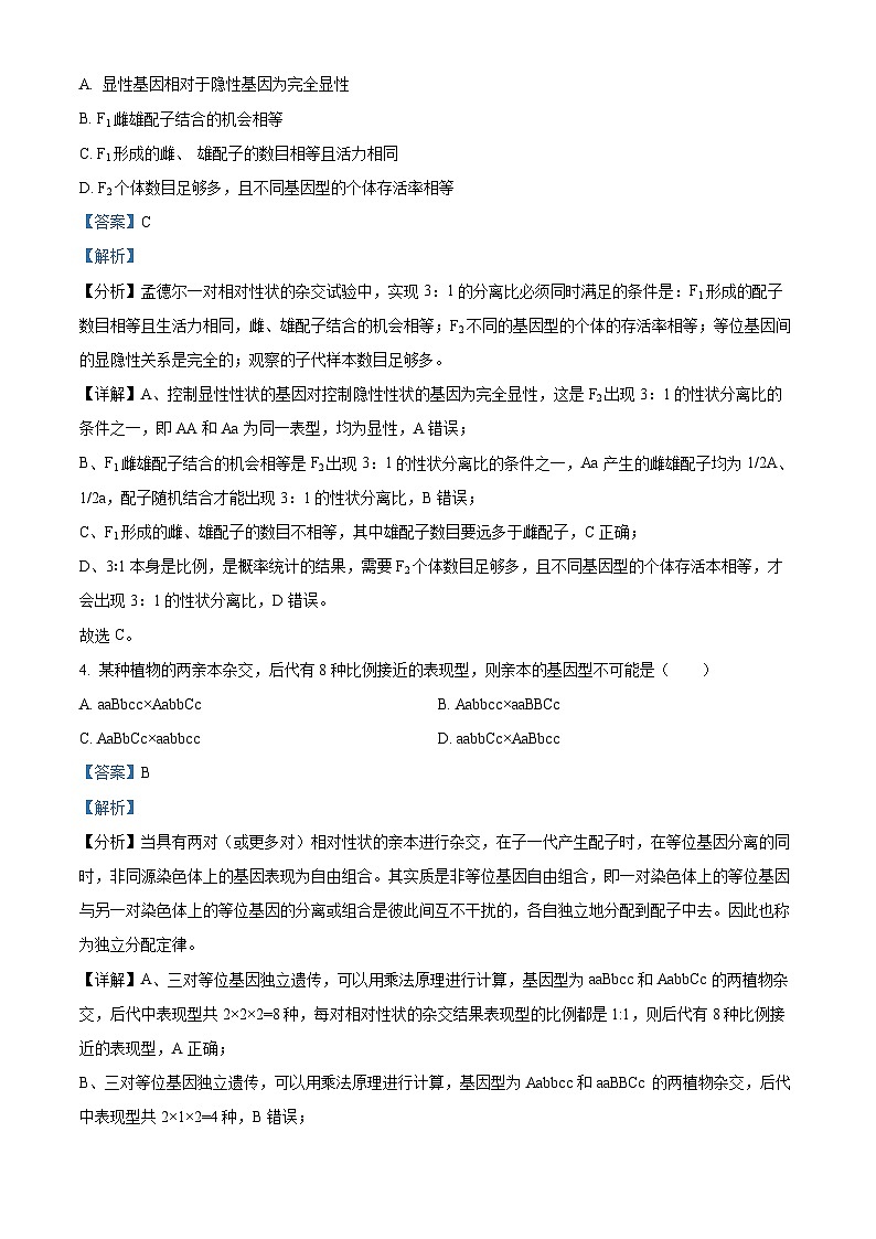 江西省南昌市东湖区南昌市第十九中学2023-2024学年高一下学期3月月考生物试题（解析版）第3页