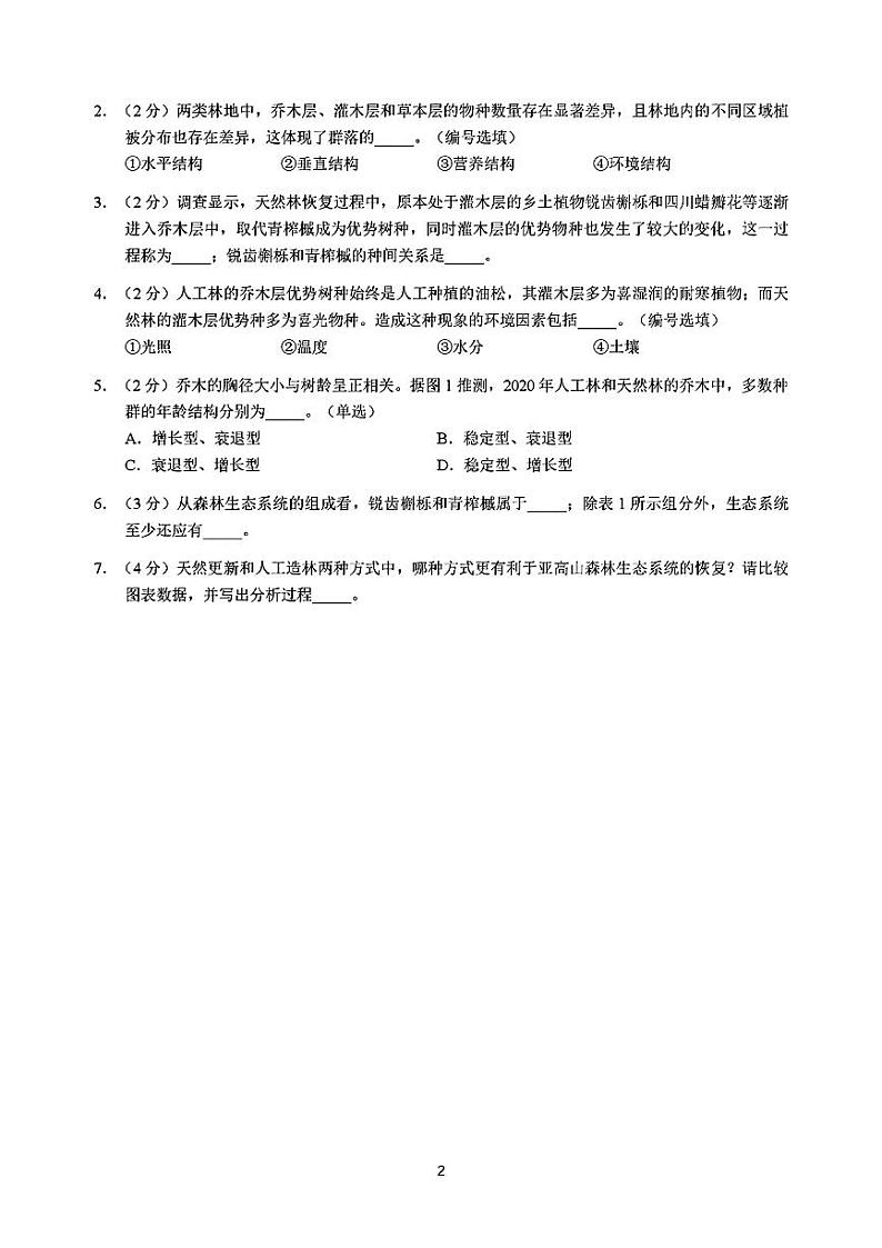 2024届上海市黄浦区高三二模生物试题02