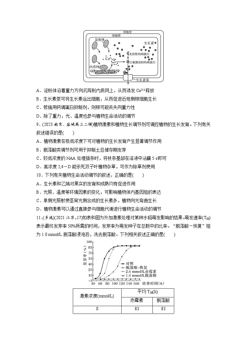 专题(九)　植物的激素调节（含解析）-2024年高考生物二轮复习强化练第3页
