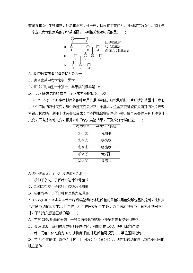 专题(六)　遗传的基本规律和人类遗传病A（含解析）-2024年高考生物二轮复习强化练第2页