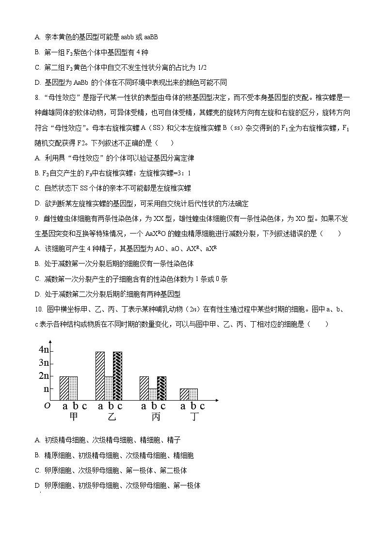 湖北省武汉市第十一中学2023—2024学年高一下学期3月考试生物试题（原卷版+解析版）03