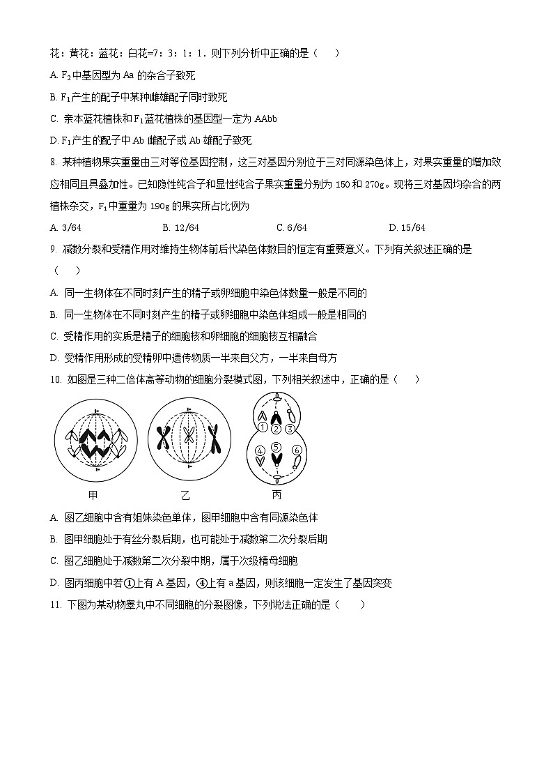 四川省南充市嘉陵区嘉陵第一中学2023-2024学年高一下学期3月月考生物试题 （原卷版+解析版）03