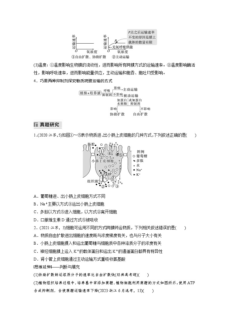 主题一　细胞生物学　专题(一)　细胞的结构  专题(三)　命题点1　物质出入细胞的方式  学案 （含答案）2024年高考生物二轮复习第3页