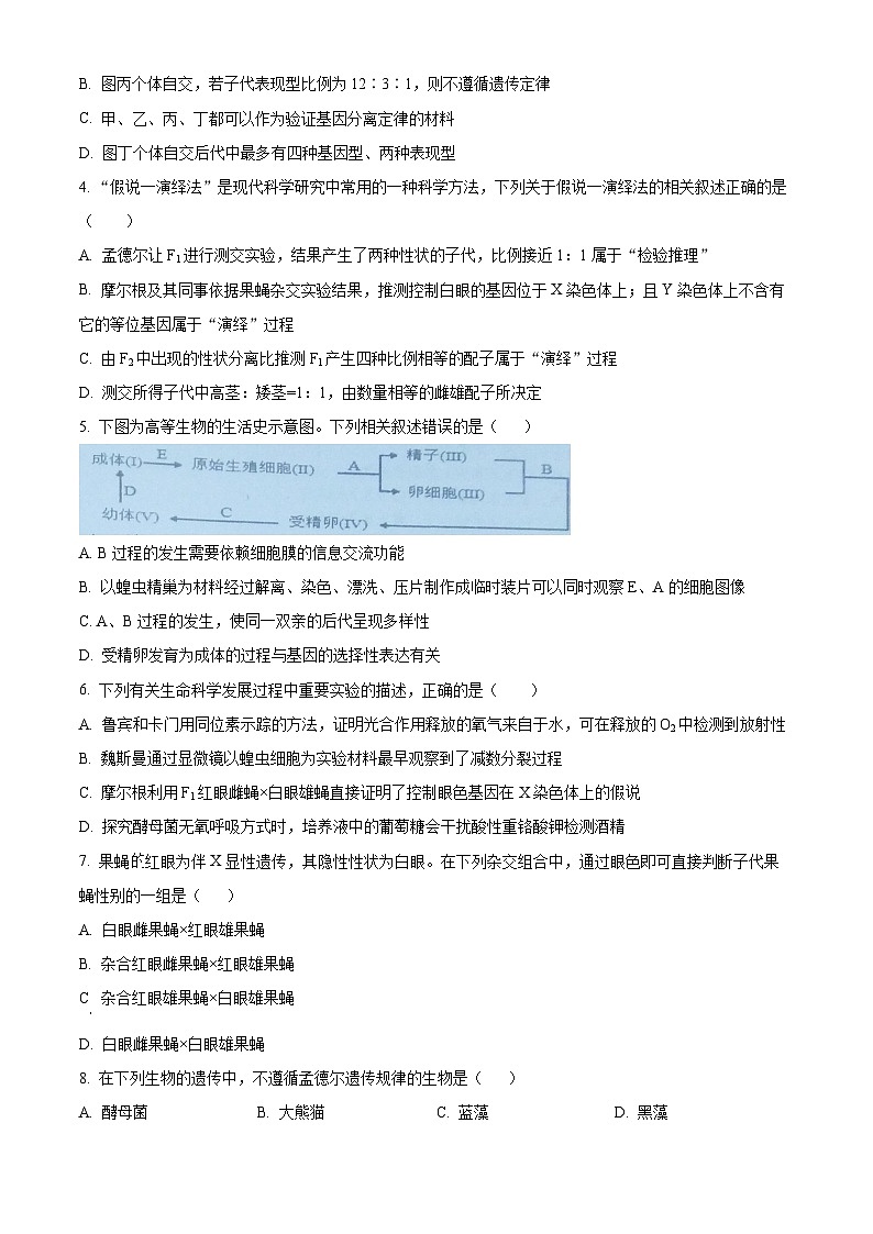 福建省福州市闽侯县第一中学2023-2024学年高一下学期3月月考生物试题（原卷版）第2页