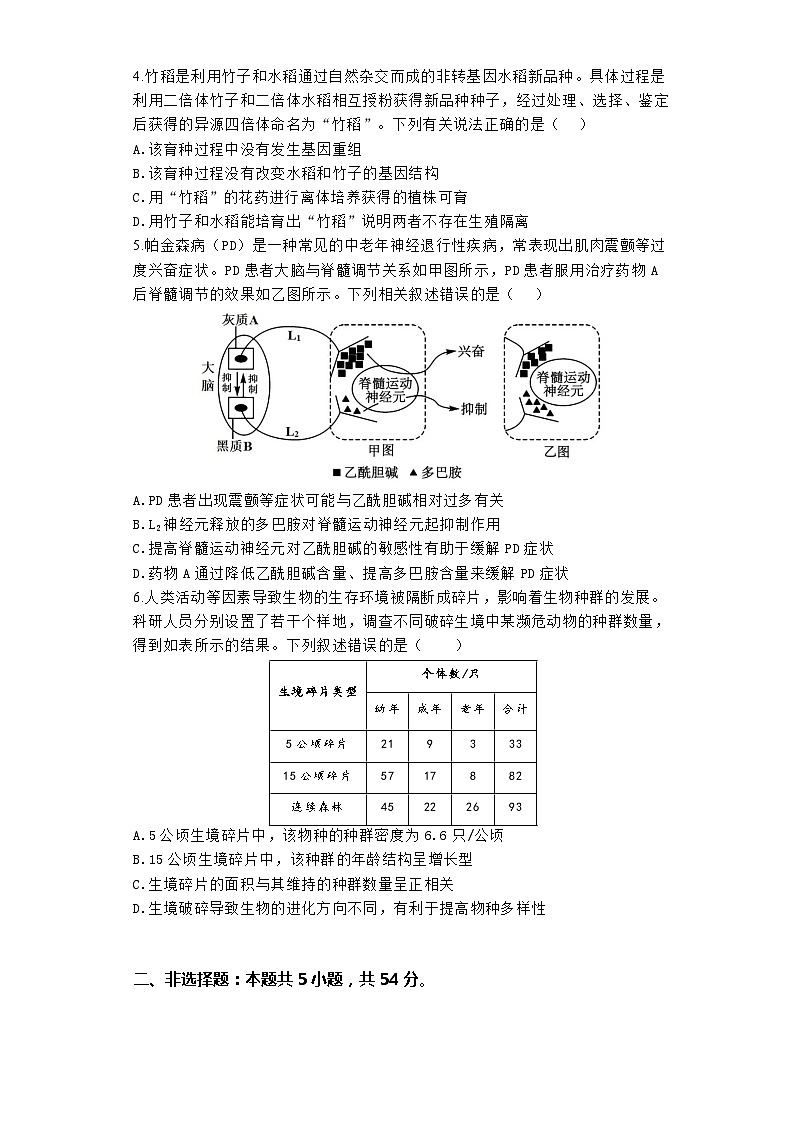 2024郑州宇华实验学校高三下学期二模试题生物含解析02