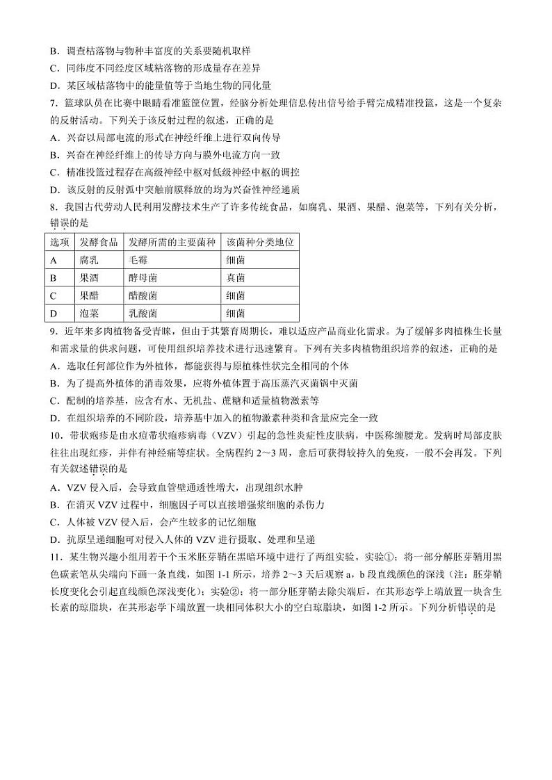 2024柳州高三下学期第三次模拟考试（柳州三模）生物PDF版含答案02