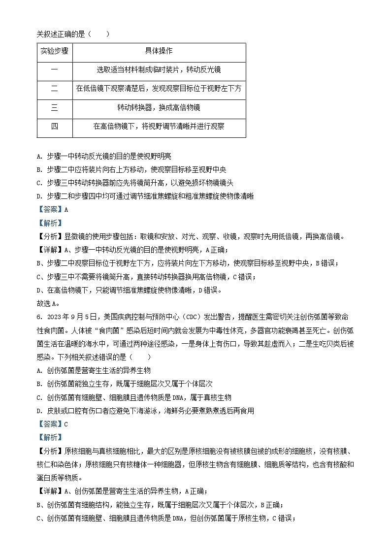 山西省吕梁市孝义市部分学校2023_2024学年高一生物上学期10月月考试题含解析03
