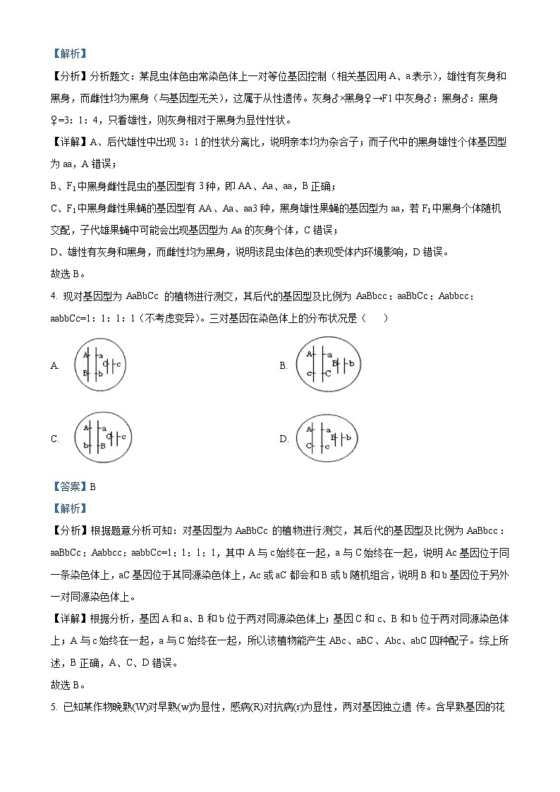 山东省枣庄市滕州市第一中学2023-2024学年高一下学期3月月考生物试卷（解析版）第3页