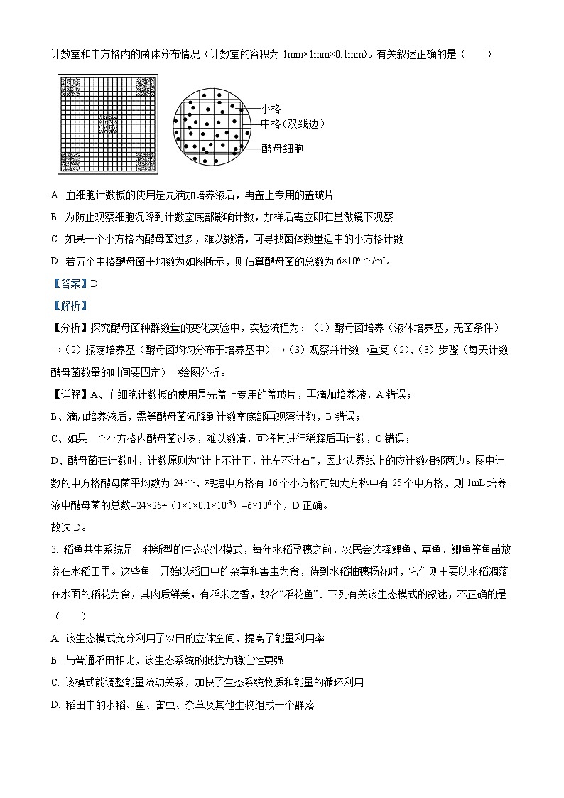 四川省广安市育才学校2023-2024学年高二下学期3月月考生物试题（解析版）第2页