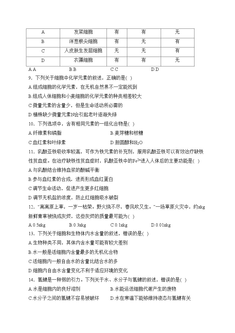 河南省百所名校2022-2023学年高一上学期10月联考生物试卷(含答案)02