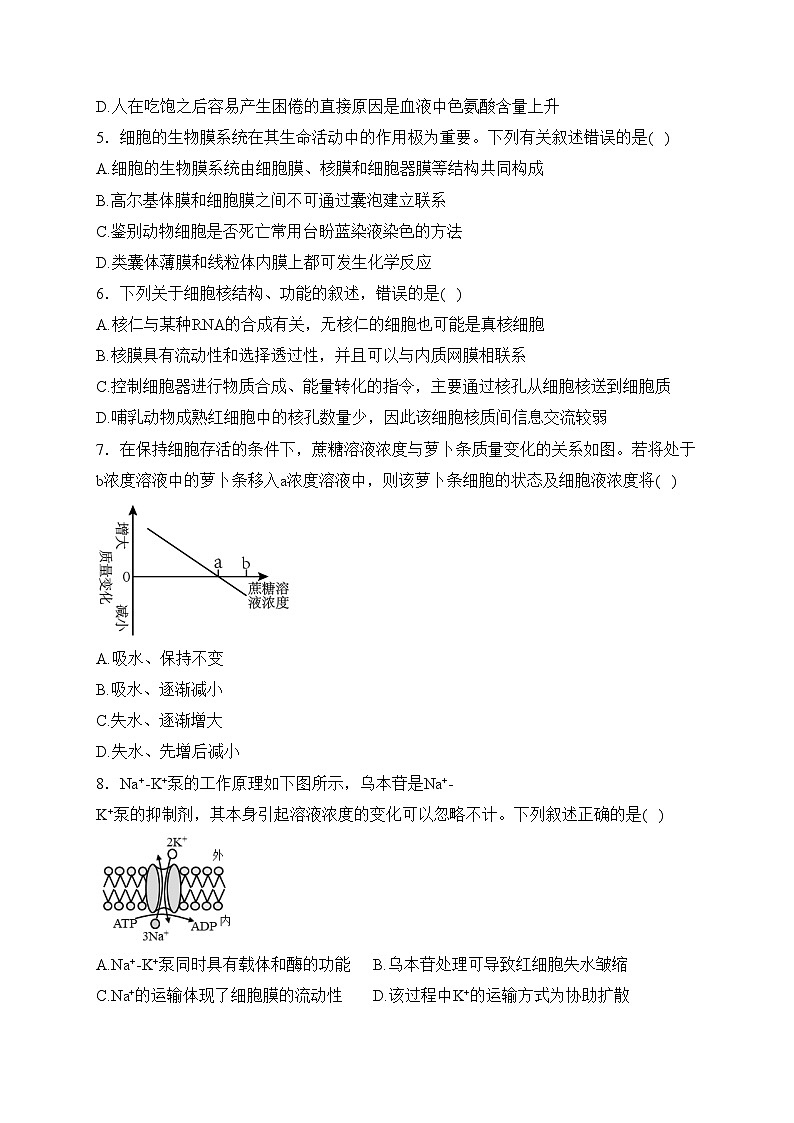 云南省下关第一中学2023-2024学年高二上学期9月月考生物试卷(含答案)第2页