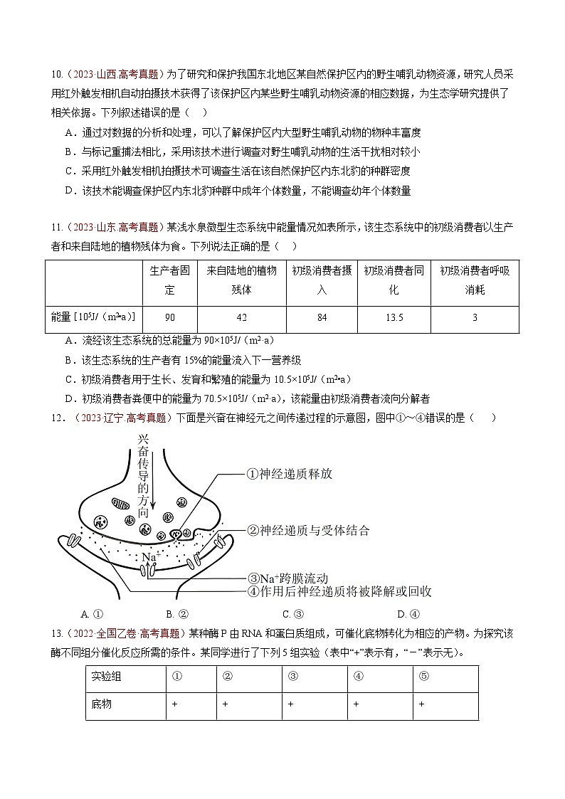 冲刺2024年高考生物真题重组卷（广东专用）真题重组卷0103