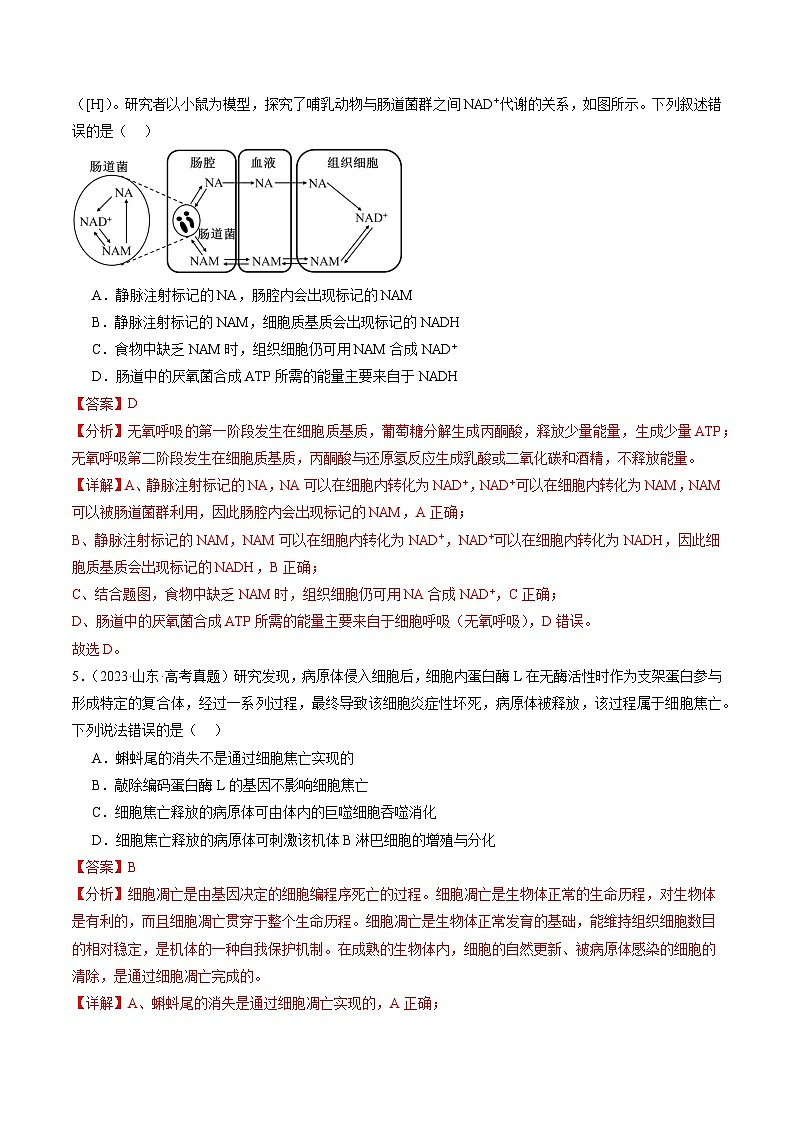 冲刺2024年高考生物真题重组卷（贵州专用）真题重组卷0103