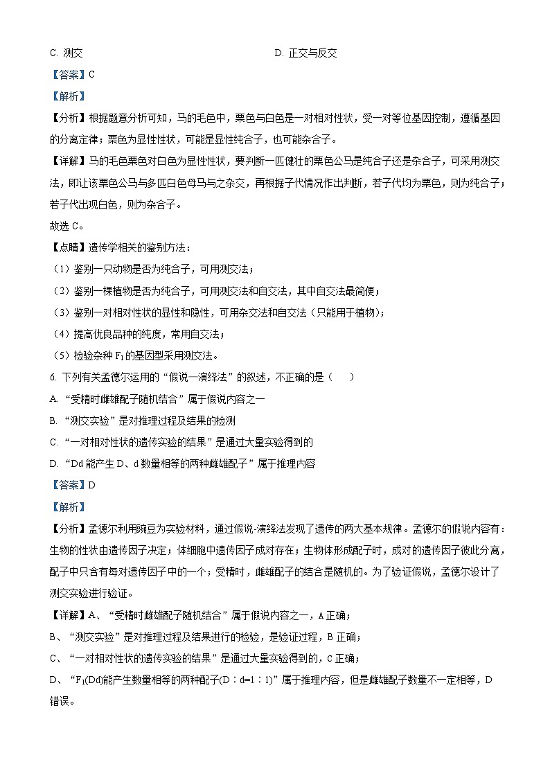 四川成都外国语学校2023-2024学年高一下学期3月月考生物试题（解析版）第3页