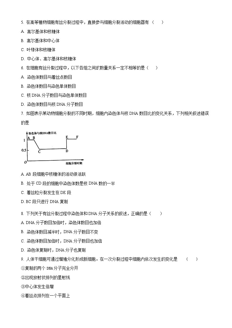 四川省广安市育才学校2023-2024学年高一下学期3月月考生物试题（原卷版+解析版）02