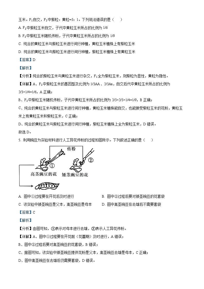 贵州省遵义市四城区联考2023-2024学年高一下学期4月月考生物试题（原卷版+解析版）03