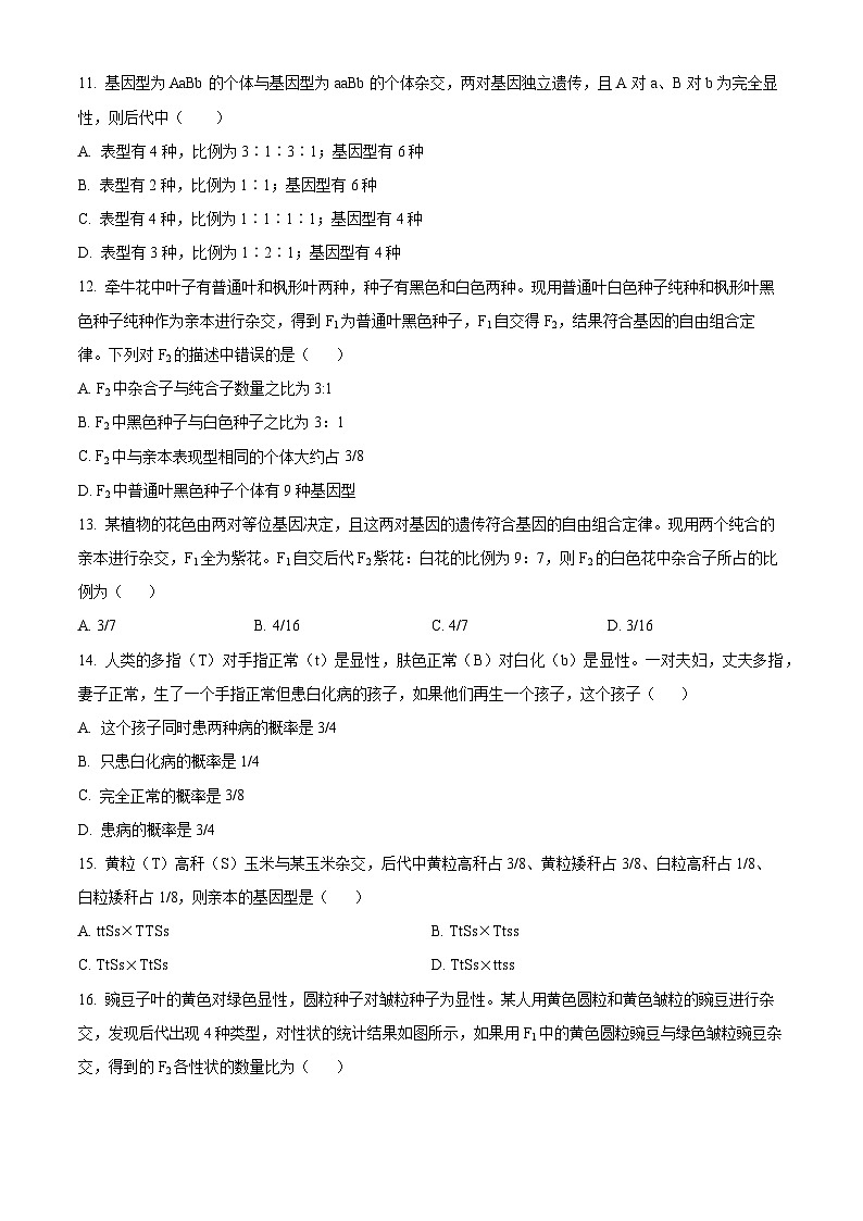 四川省绵阳南山中学2023-2024学年高一下学期3月月考生物试题 （原卷版+解析版）03