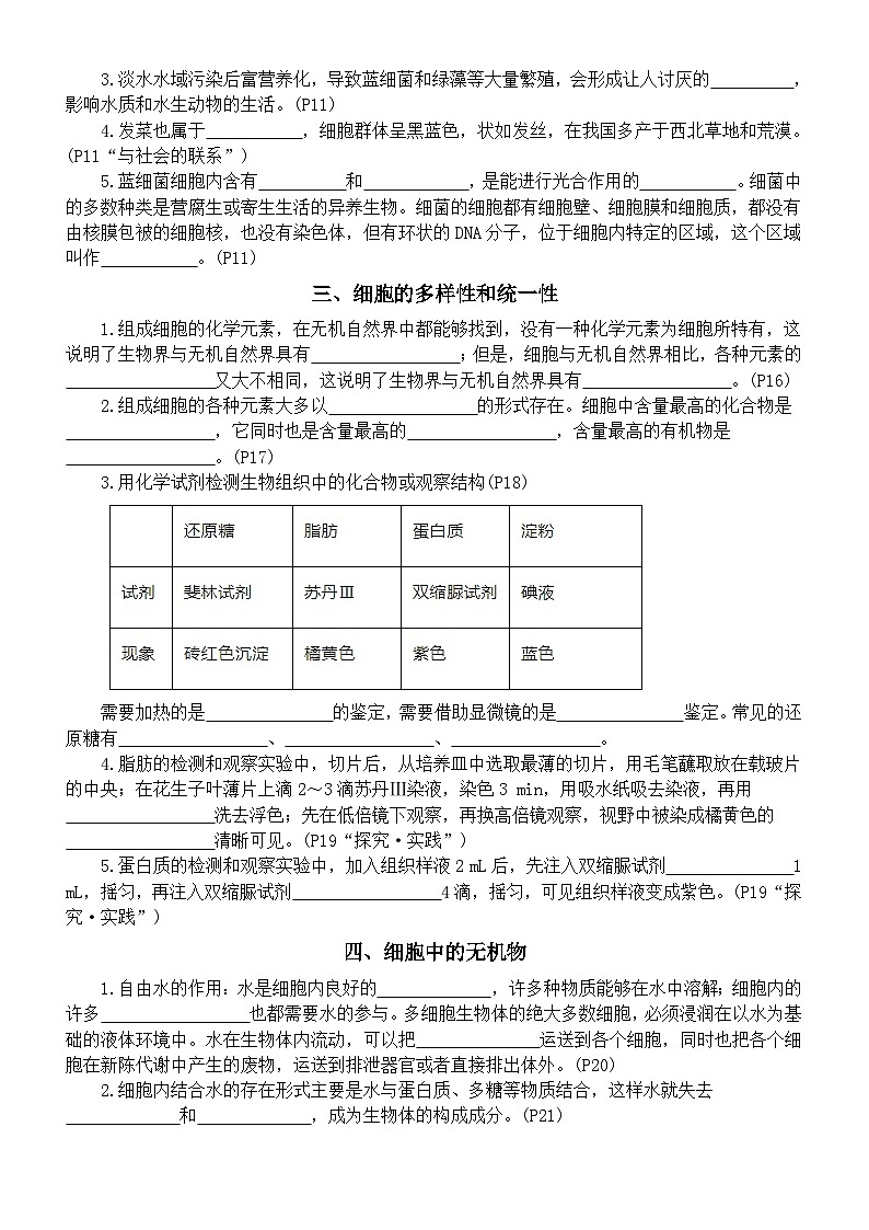 高中生物人教版2024届高考考点填空练习系列0406（共10个考点，附参考答案）第2页