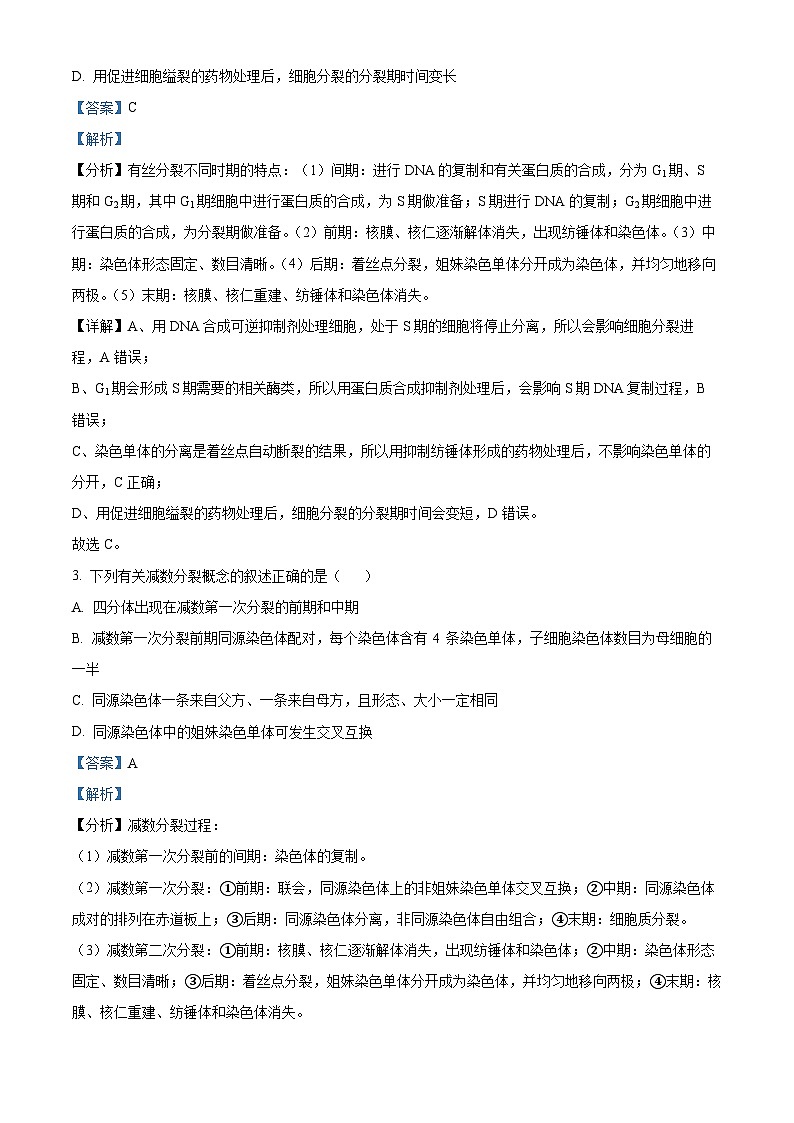 广东省茂名市电白区第一中学2023-2024学年高一下学期4月月考生物试题（原卷版+解析版）02